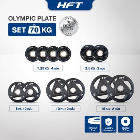 เซตแผ่นน้ำหนัก HOMEFITTOOLS รุ่น OLYMPIC 70 KG._3